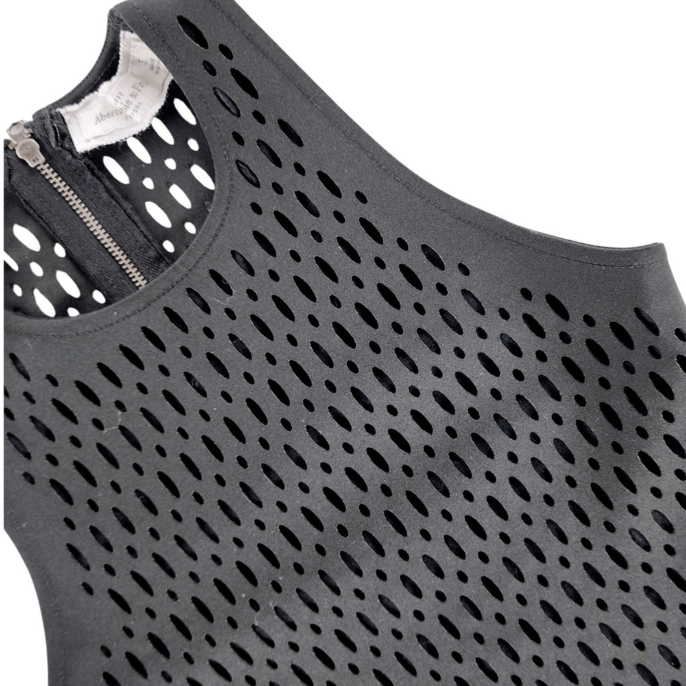 Abercrombie & Fitch Crop Top Women Small Black Laser Cut Perforated Polyester